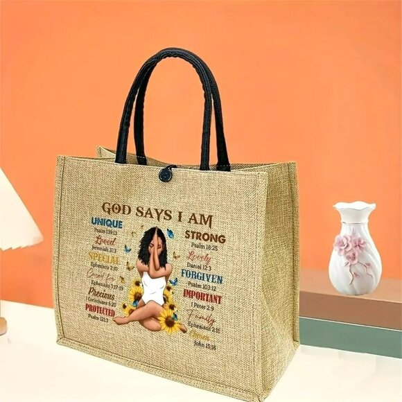 "God Says I Am" Tote Bag with Inner Pocket & Zipper Clutch (SKU 0311) - Picture 3 of 6